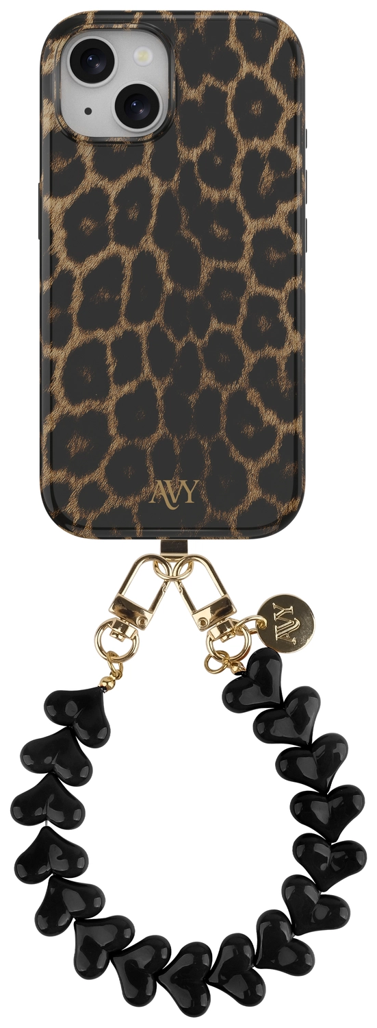 AVY Apple iPhone 15 MagSafe Hoesje met Koord 30CM Panther Hearts afbeelding 1