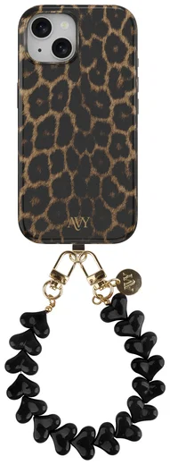 AVY Apple iPhone 15 MagSafe Hoesje met Koord 30CM Panther Hearts afbeelding 1