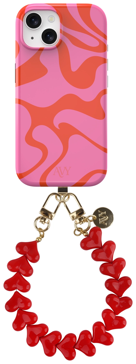 AVY Apple iPhone 15 MagSafe Hoesje met Koord 30CM Rose Hearts afbeelding 1