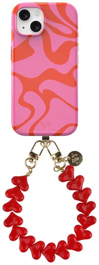 AVY Apple iPhone 15 MagSafe Hoesje met Koord 30CM Rose Hearts afbeelding 1