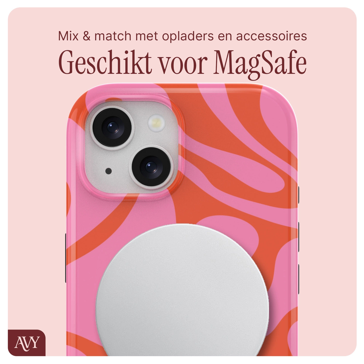 AVY Apple iPhone 15 MagSafe Hoesje met Koord 30CM Rose Hearts afbeelding 8