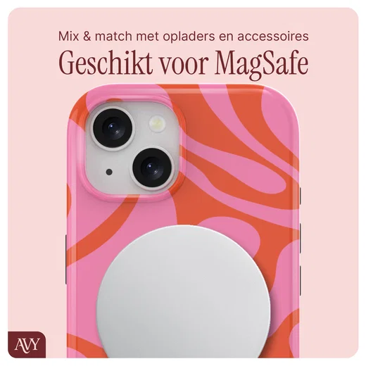 AVY Apple iPhone 15 MagSafe Hoesje met Koord 30CM Rose Hearts afbeelding 8