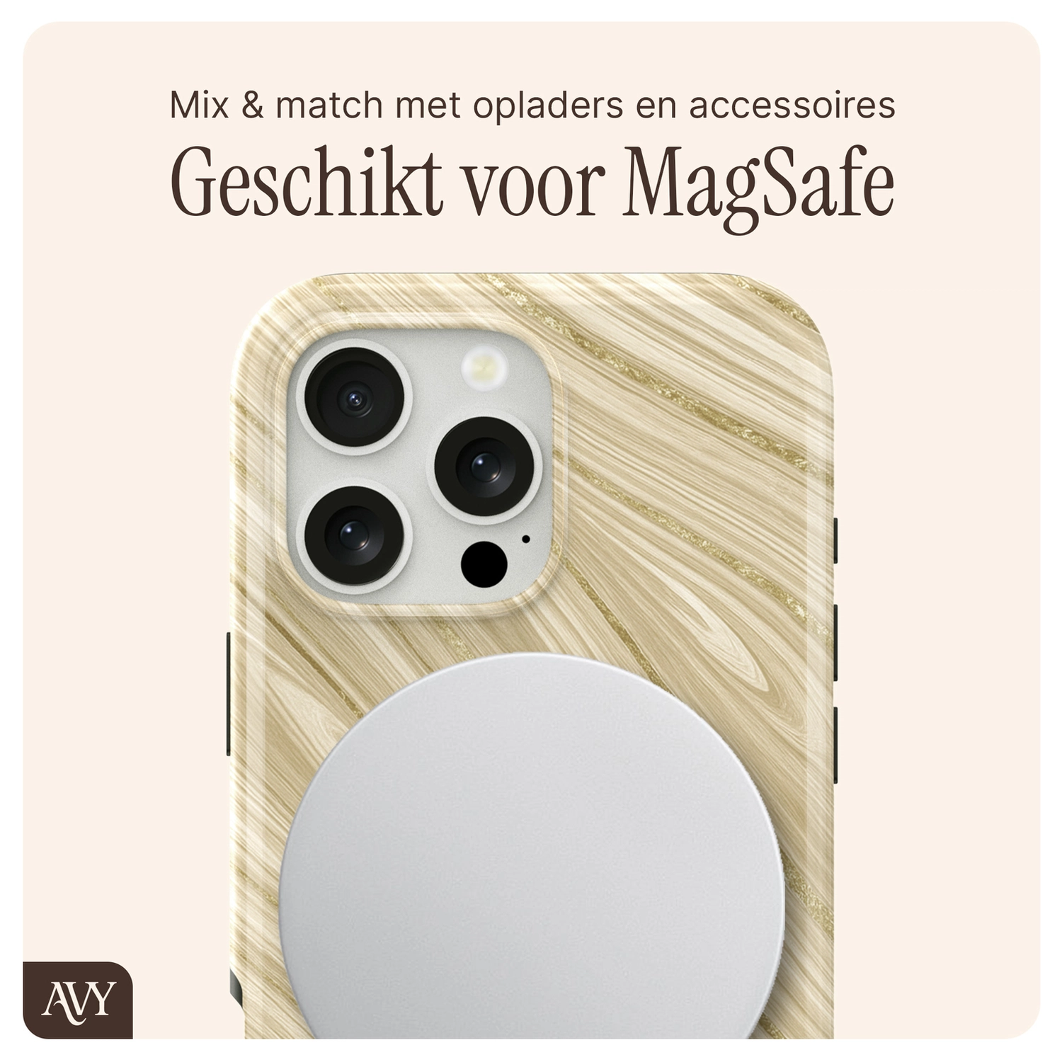 AVY Apple iPhone 15 Pro MagSafe Hoesje met Koord 32CM Aurum Gold afbeelding 8