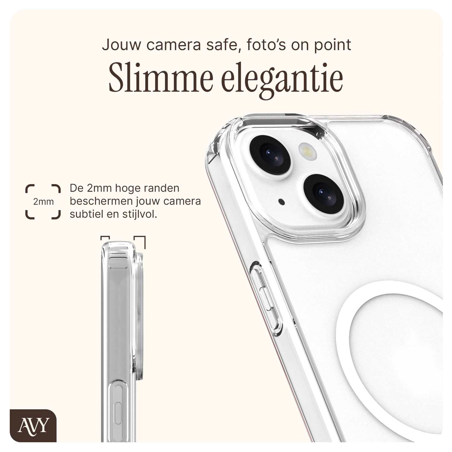 AVY Apple iPhone 13 / 14 Hoesje met Koord & MagSafe 30CM Cupid Beige afbeelding 6