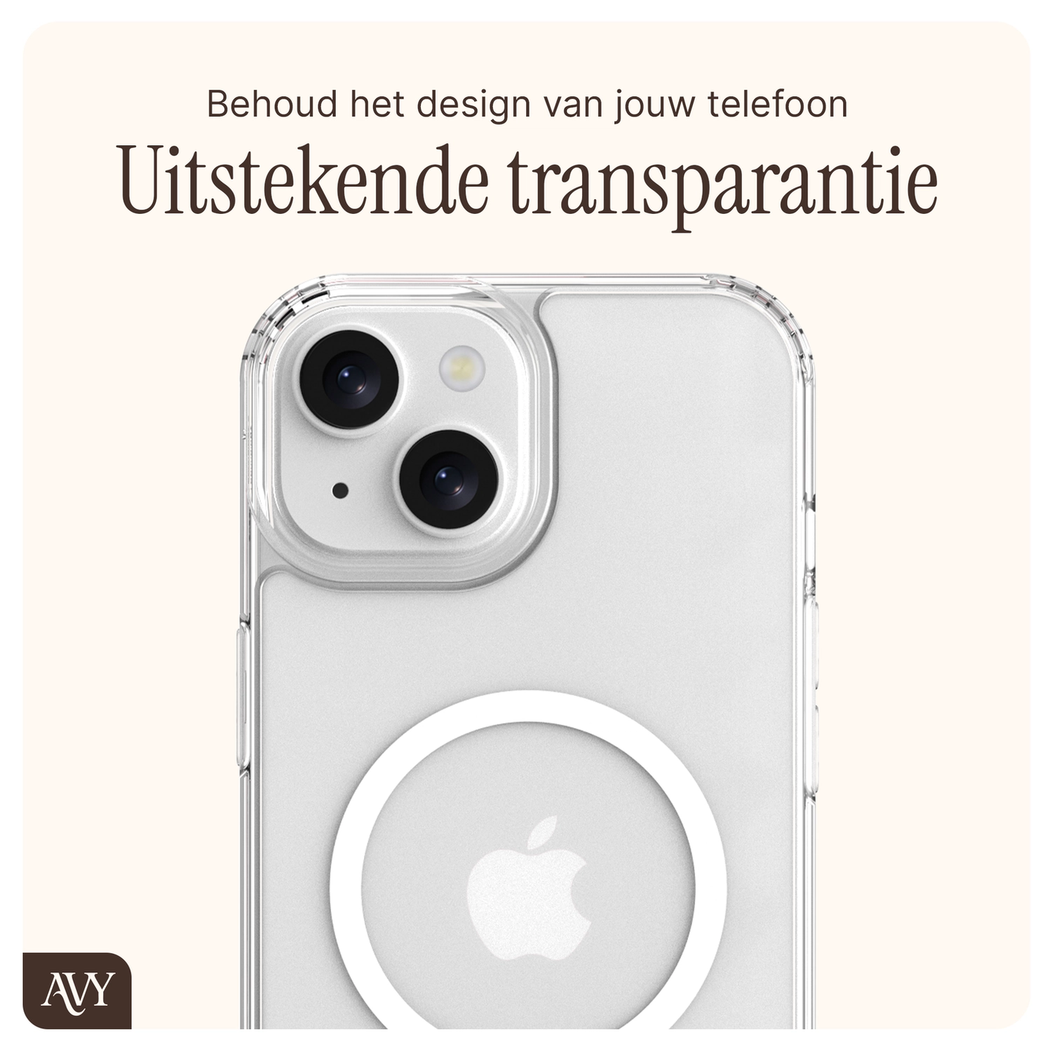 AVY Apple iPhone 13 / 14 Hoesje met Koord & MagSafe 30CM Cupid Beige afbeelding 7
