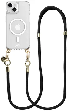 AVY Apple iPhone 13 / 14 Hoesje met Koord & MagSafe 130CM Tressé Black