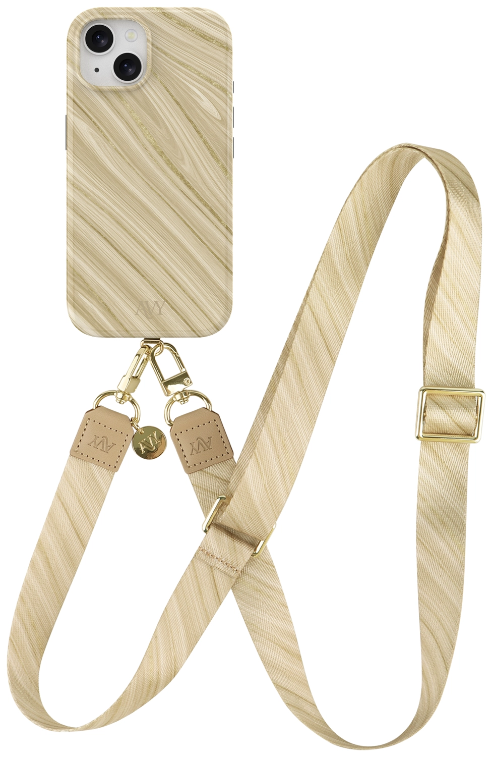 AVY Apple iPhone 13 / 14 MagSafe Hoesje met Koord 130CM Aurum Gold afbeelding 1
