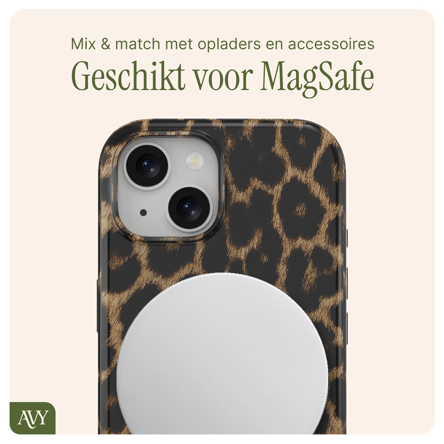 AVY Apple iPhone 13 / 14 MagSafe Hoesje met Koord 30CM Panther Hearts afbeelding 8