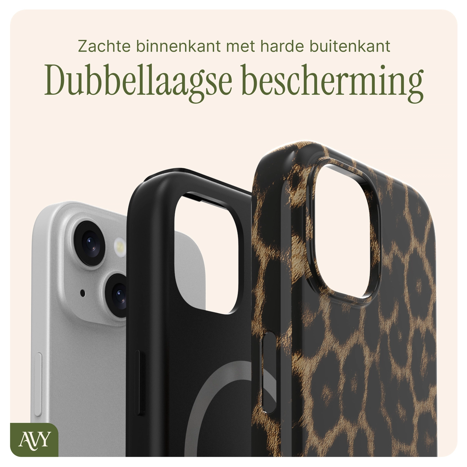 AVY Apple iPhone 13 / 14 MagSafe Hoesje met Koord 30CM Panther Hearts afbeelding 9