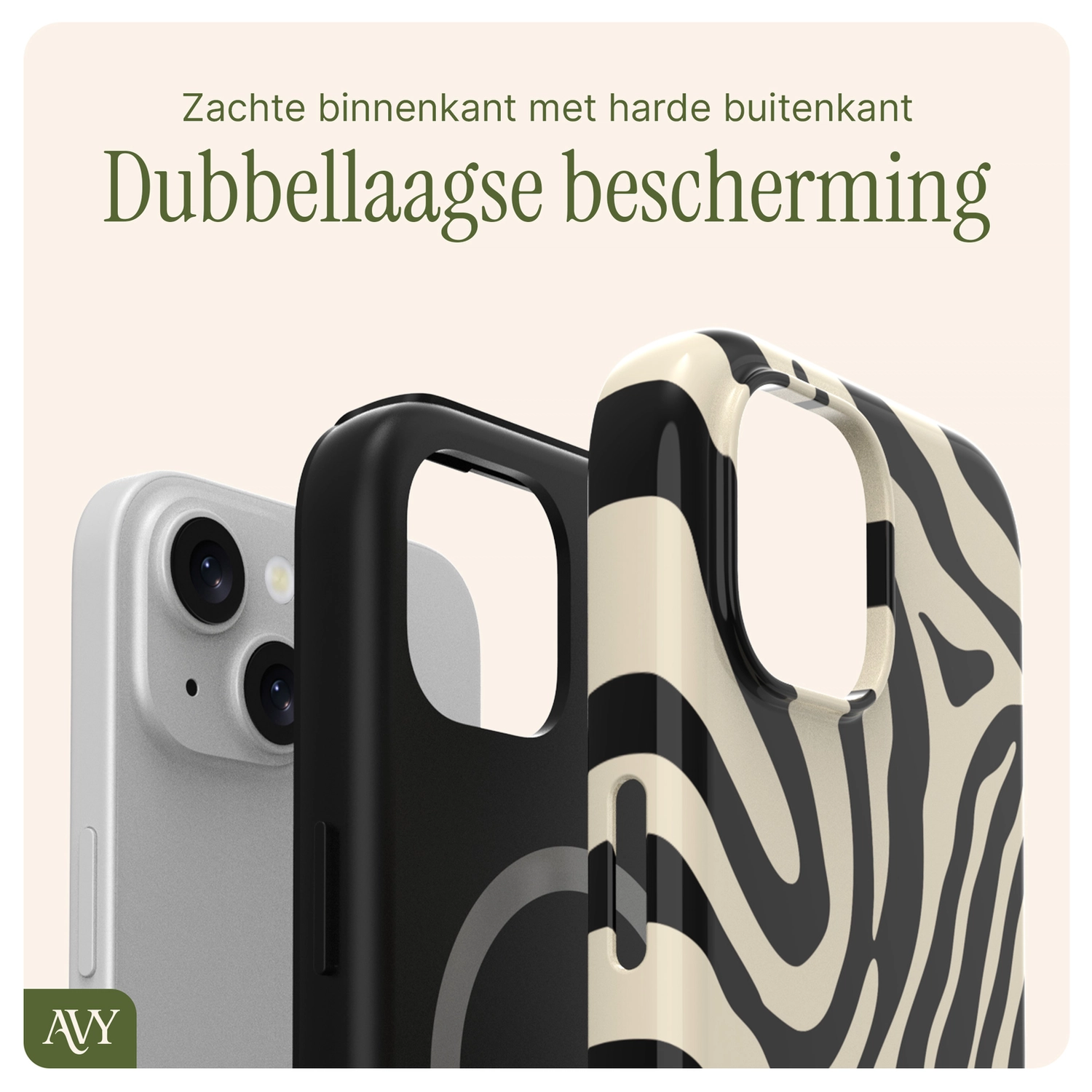 AVY Apple iPhone 13 / 14 MagSafe Hoesje met Koord 30CM Safari Hearts afbeelding 9