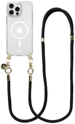 AVY Apple iPhone 14 Pro Hoesje met Koord & MagSafe 130CM Tressé Black afbeelding