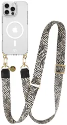 AVY Apple iPhone 14 Pro Hoesje met Koord & MagSafe 130CM Serengeti Zebra afbeelding