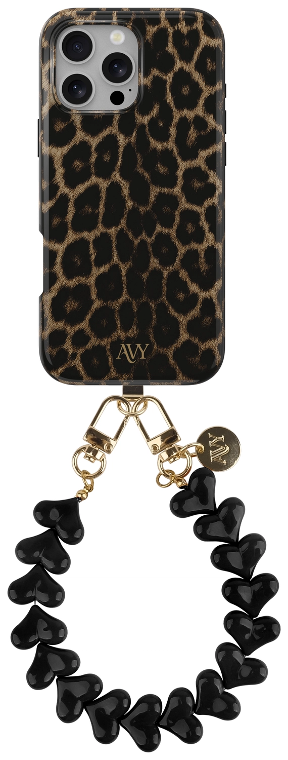 AVY Apple iPhone 14 Pro MagSafe Hoesje met Koord 30CM Panther Hearts afbeelding 1