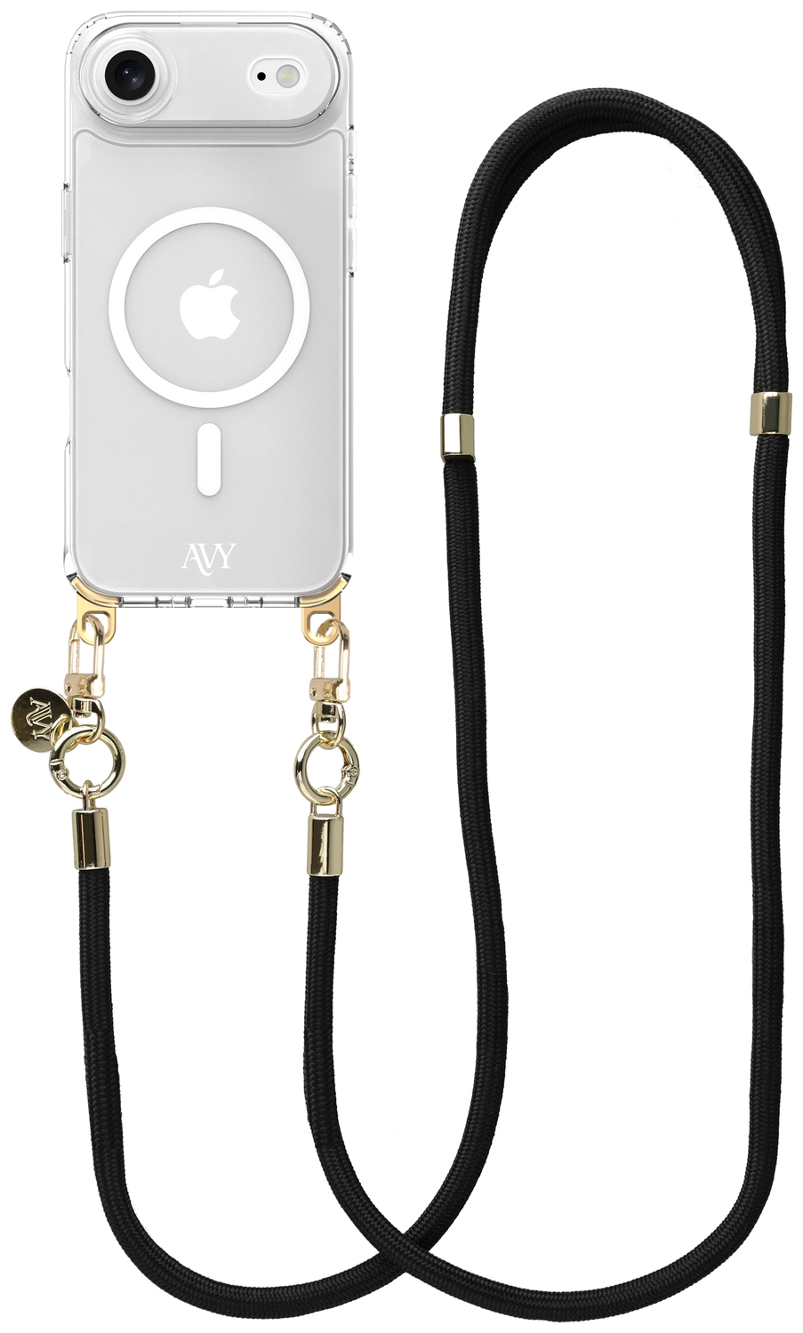 AVY Apple iPhone Air Hoesje met Koord & MagSafe 130CM Tressé Black afbeelding 1