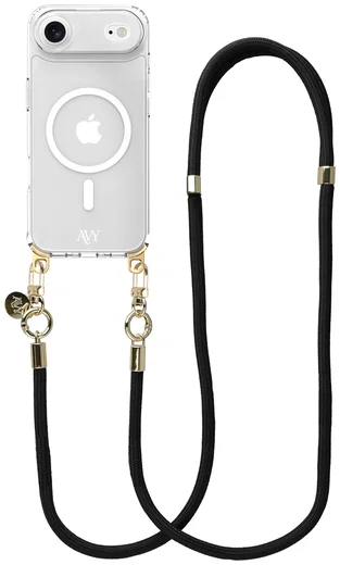 AVY Apple iPhone Air Hoesje met Koord & MagSafe 130CM Tressé Black afbeelding 1