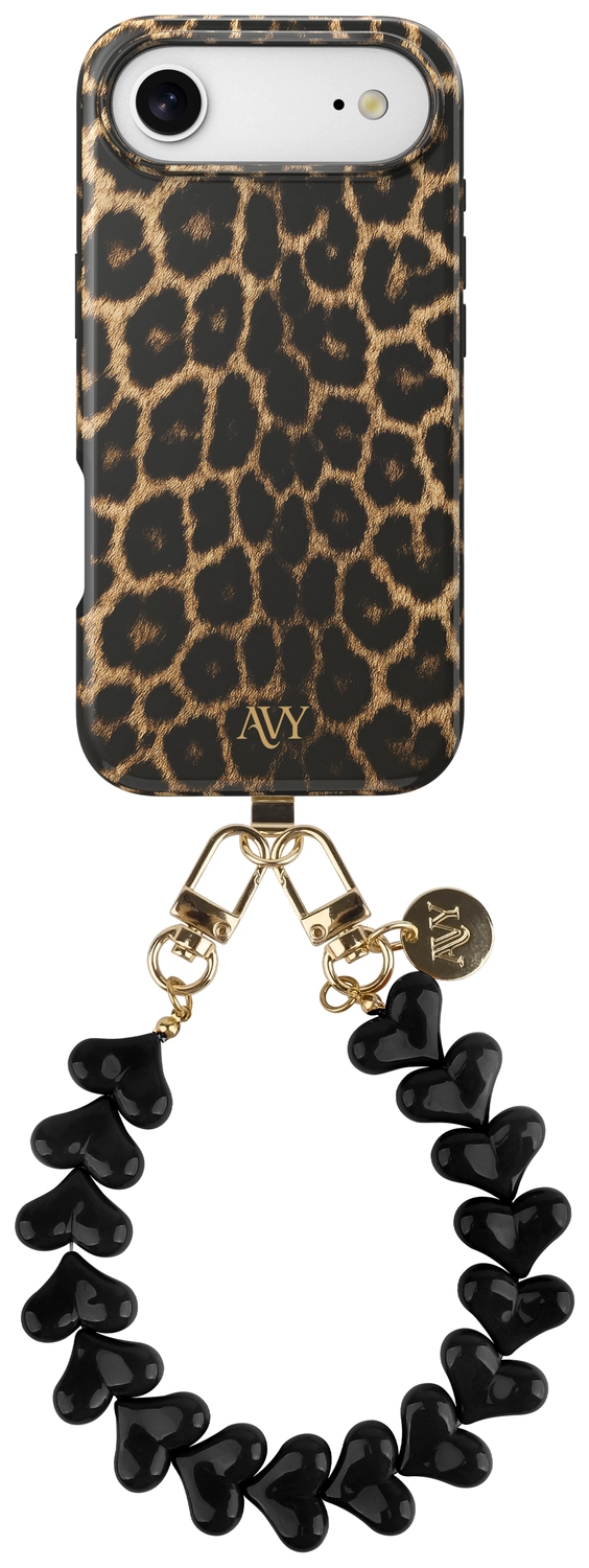 AVY Apple iPhone Air MagSafe Hoesje met Koord 30CM Panther Hearts afbeelding 1
