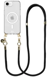 AVY Apple iPhone 17e / 16e Hoesje met Koord & MagSafe 130CM Tressé Black afbeelding
