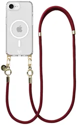 AVY Apple iPhone 16e Hoesje met Koord & MagSafe 130CM Tressé Red afbeelding