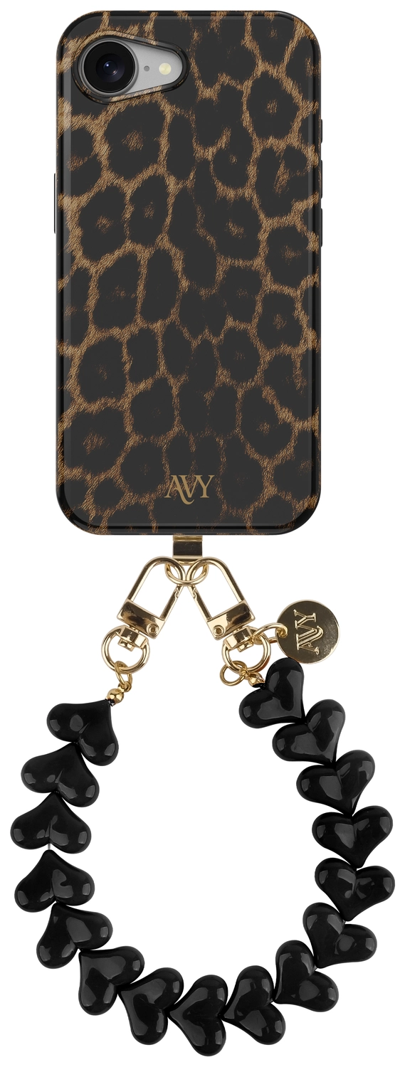 AVY Apple iPhone 17e / 16e MagSafe Hoesje met Koord 30CM Panther Hearts afbeelding 1