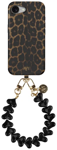 AVY Apple iPhone 17e / 16e MagSafe Hoesje met Koord 30CM Panther Hearts afbeelding 1