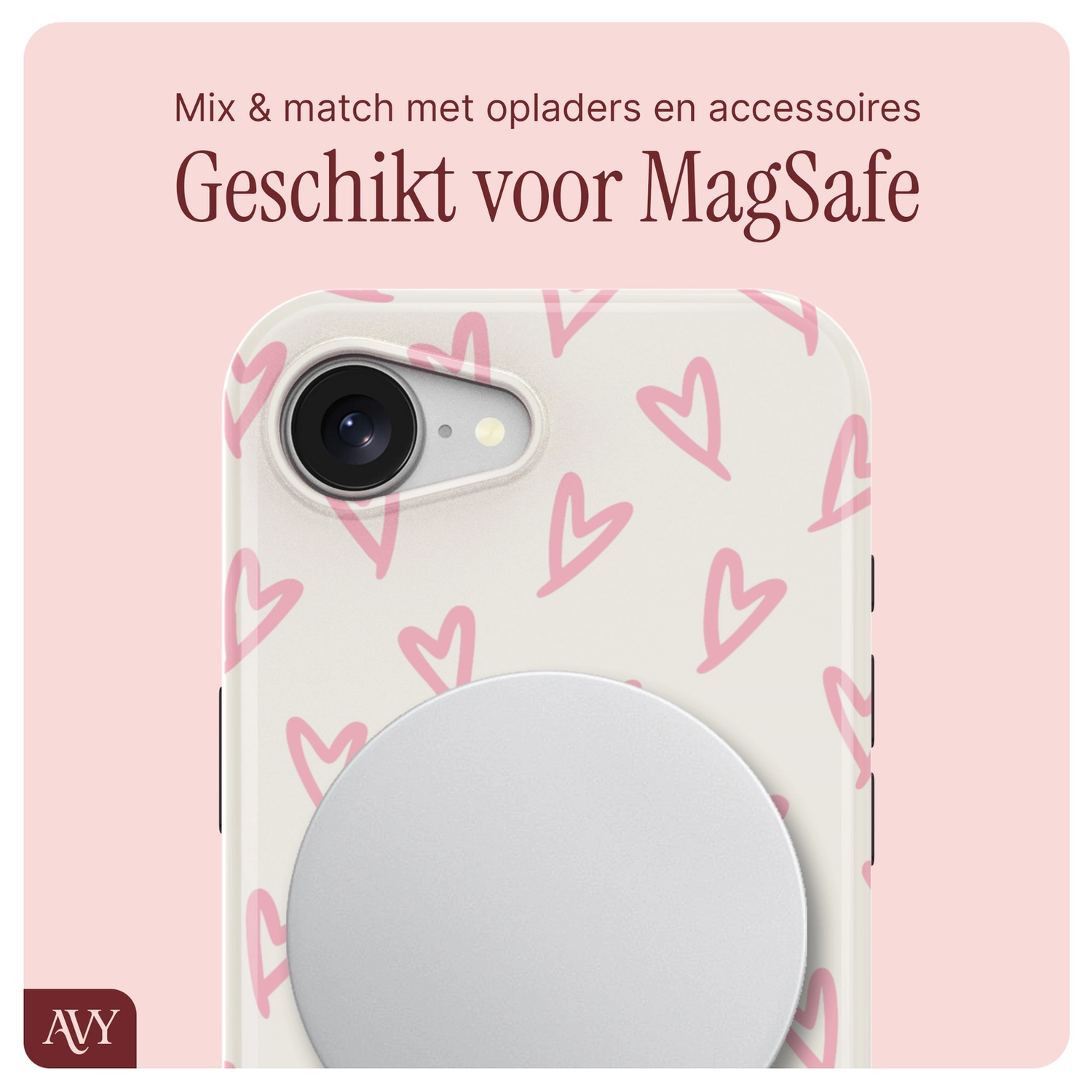 AVY Apple iPhone 17e / 16e MagSafe Hoesje met Koord 30CM Cupid Hearts afbeelding 8