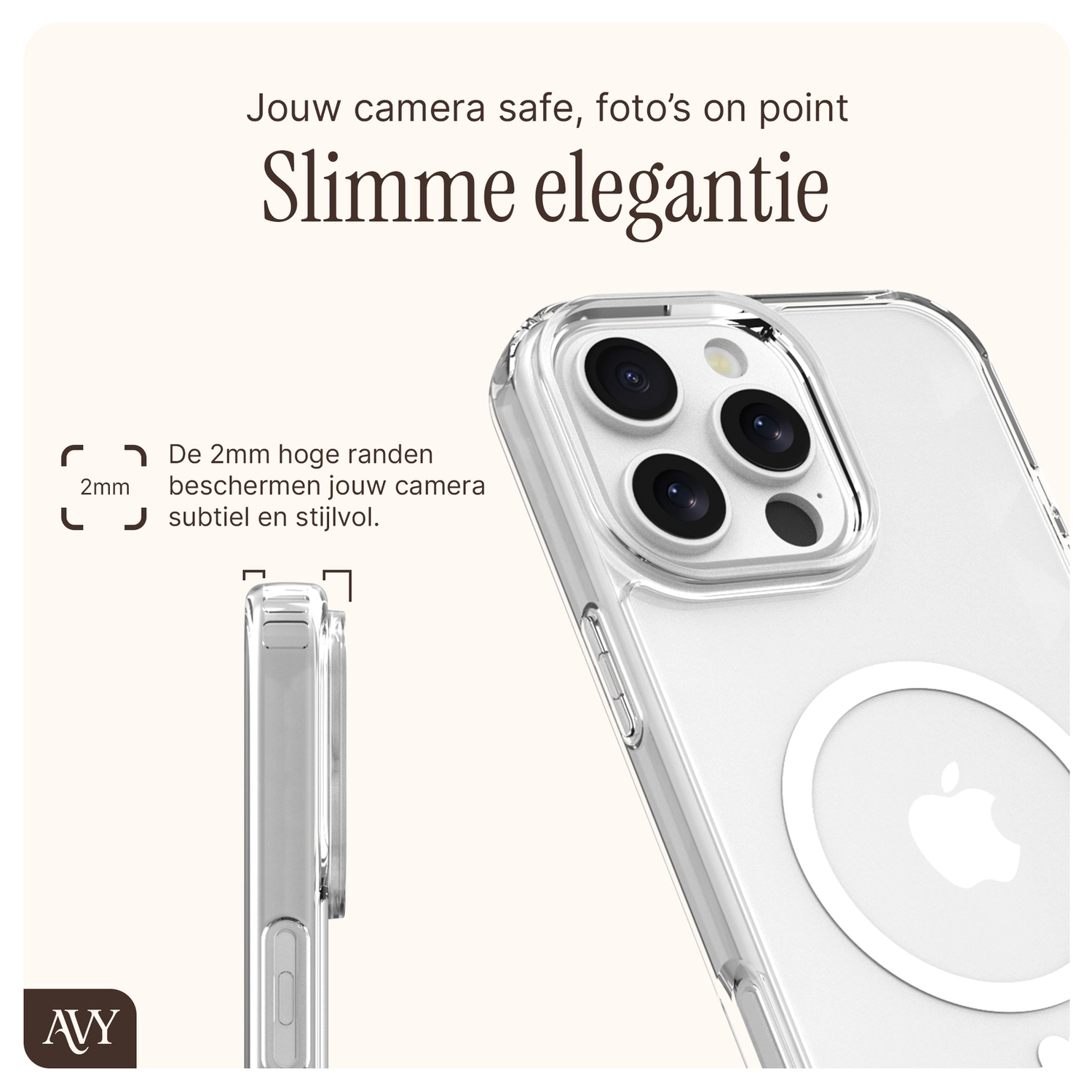 AVY Apple iPhone 14 Pro Max Hoesje met Koord & MagSafe 130CM Tressé Beige afbeelding 6