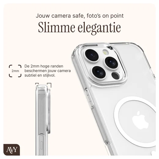 AVY Apple iPhone 14 Pro Max Hoesje met Koord & MagSafe 130CM Tressé Beige afbeelding 6