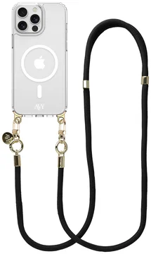 AVY Apple iPhone 13 Pro Hoesje met Koord & MagSafe 130CM Tressé Black