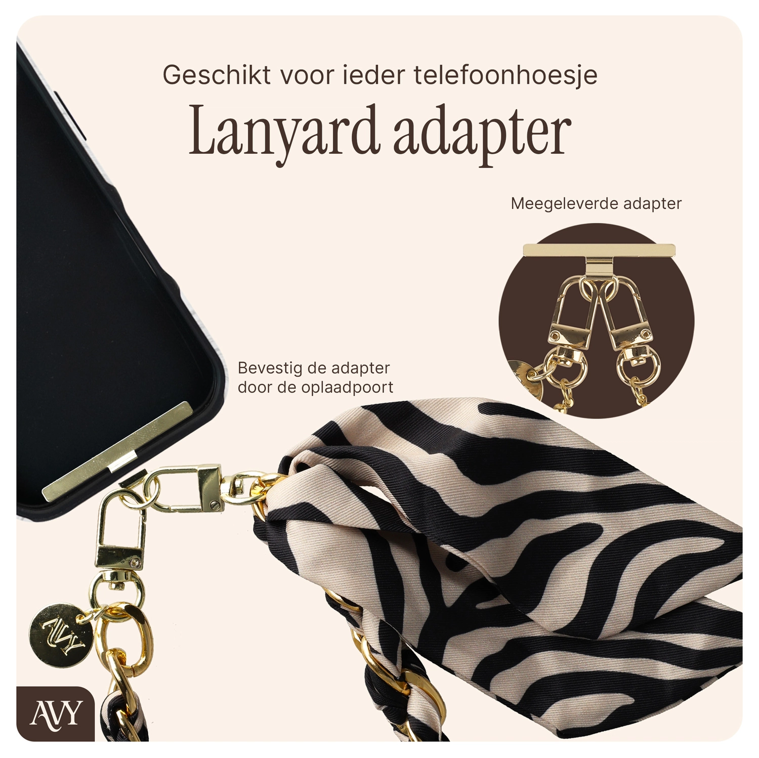 AVY Apple iPhone 13 Pro MagSafe Hoesje met Koord 32CM Serengeti Zebra afbeelding 10