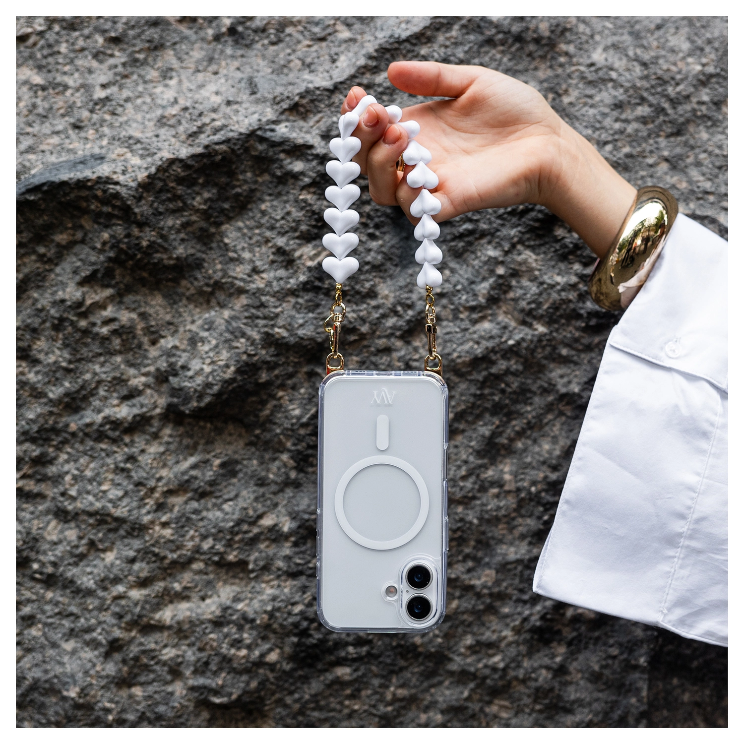 AVY Apple iPhone 13 Pro Max Hoesje met Koord & MagSafe 30CM Cupid White afbeelding 4