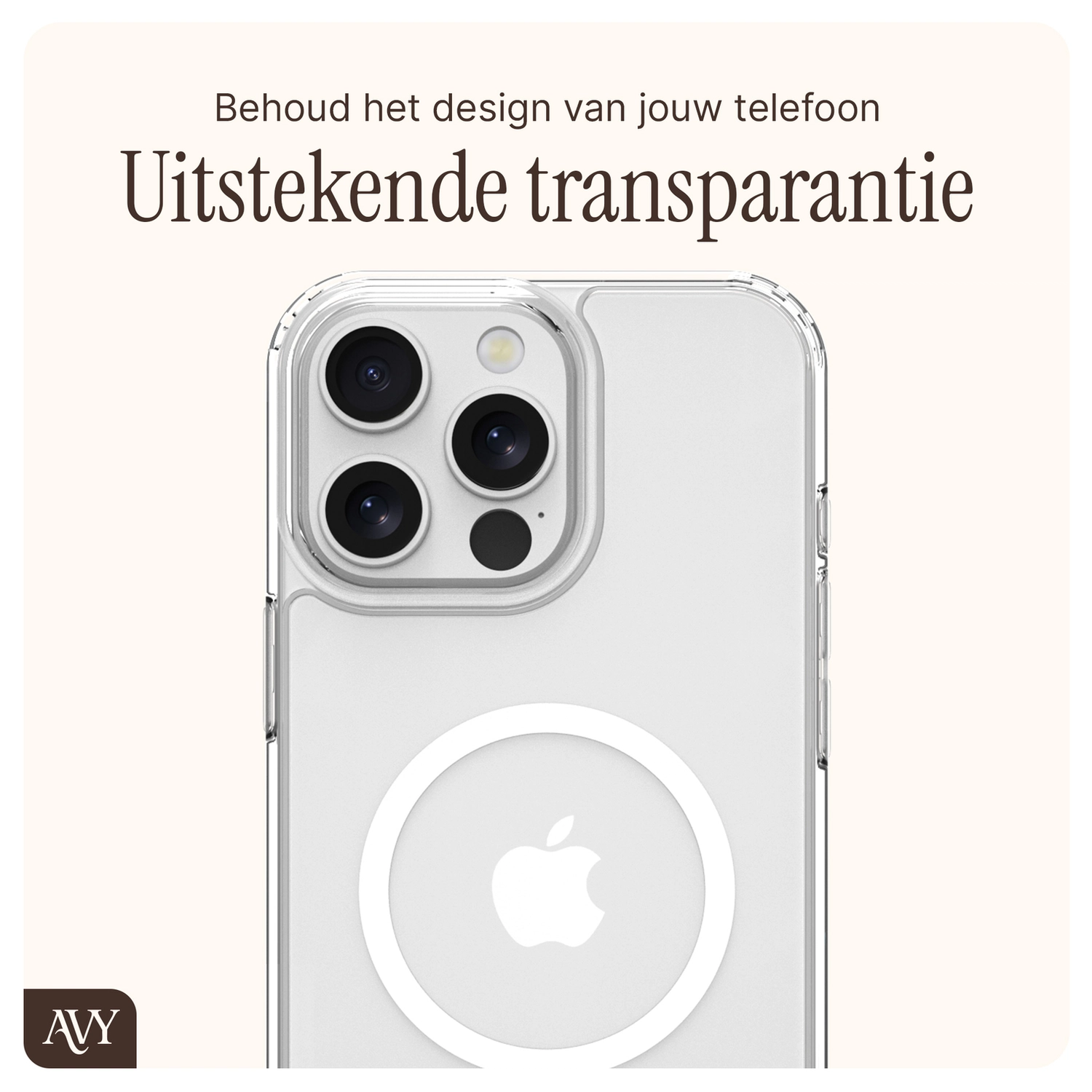AVY Apple iPhone 13 Pro Max Hoesje met Koord & MagSafe 30CM Cupid White afbeelding 6