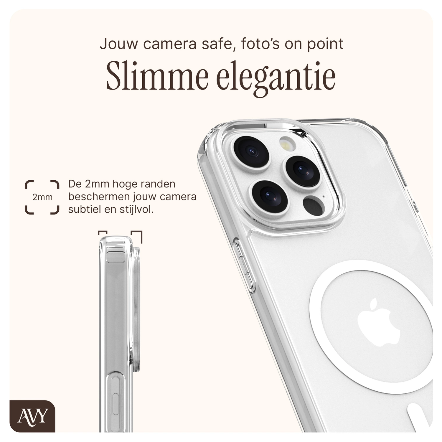 AVY Apple iPhone 13 Pro Max Hoesje met Koord & MagSafe 30CM Cupid Beige afbeelding 6