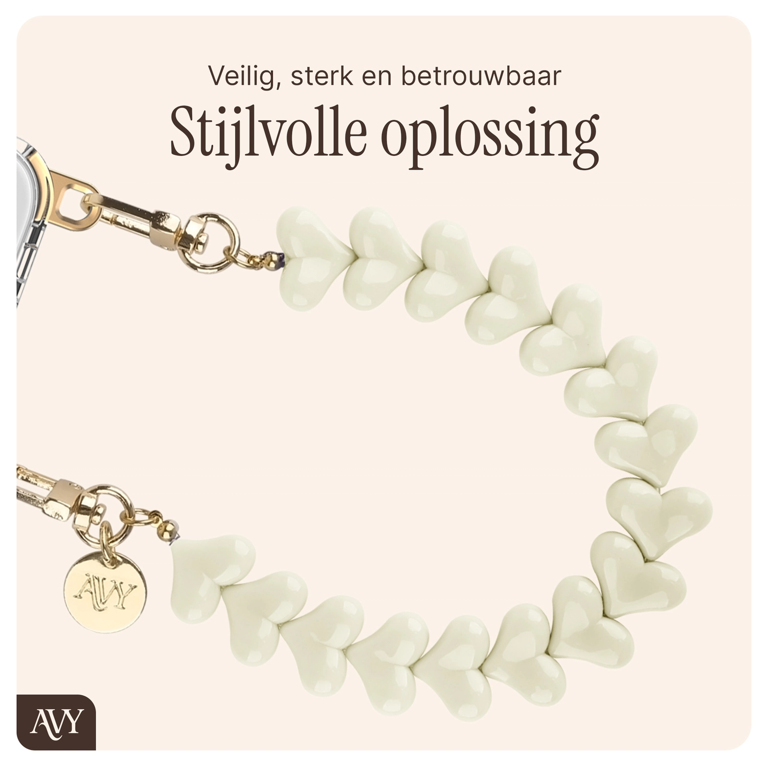 AVY Apple iPhone 13 Pro Max Hoesje met Koord & MagSafe 30CM Cupid Beige afbeelding 8