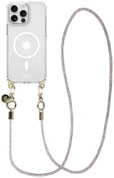 AVY Apple iPhone 13 Pro Max Hoesje met Koord & MagSafe 120CM Silver Spark Long afbeelding
