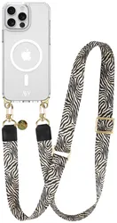 AVY Apple iPhone 13 Pro Max Hoesje met Koord & MagSafe 130CM Serengeti Zebra afbeelding