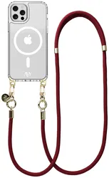 AVY Apple iPhone 12 Pro Max Hoesje met Koord & MagSafe 130CM Tressé Red afbeelding