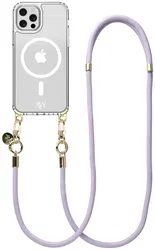 AVY Apple iPhone 12 Pro Max Hoesje met Koord & MagSafe 130CM Tressé Purple afbeelding