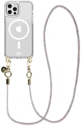 AVY Apple iPhone 12 Pro Max Hoesje met Koord & MagSafe 120CM Silver Spark Long afbeelding