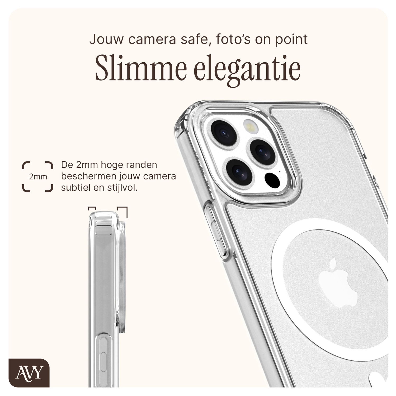AVY Apple iPhone 12 / 12 Pro Hoesje met Koord & MagSafe 30CM Cupid Beige afbeelding 6