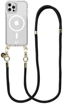 AVY Apple iPhone 12 / 12 Pro Hoesje met Koord & MagSafe 130CM Tressé Black