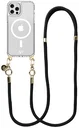 AVY Apple iPhone 12 / 12 Pro Hoesje met Koord & MagSafe 130CM Tressé Black