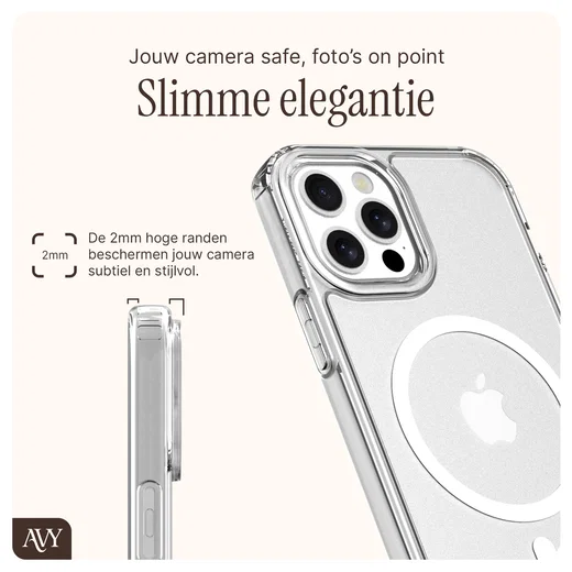 AVY Apple iPhone 12 / 12 Pro Hoesje met Koord & MagSafe 130CM Tressé Beige afbeelding 6