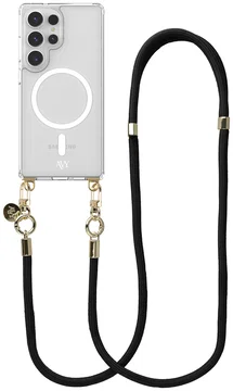 AVY Samsung Galaxy S25 Ultra Hoesje met Koord & MagSafe 130CM Tressé Black