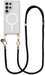 AVY Samsung Galaxy S25 Ultra Hoesje met Koord & MagSafe 130CM Tressé Black afbeelding