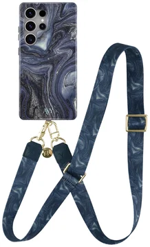 AVY Samsung Galaxy S25 Ultra MagSafe Hoesje met Koord 130CM Obscura Blue
