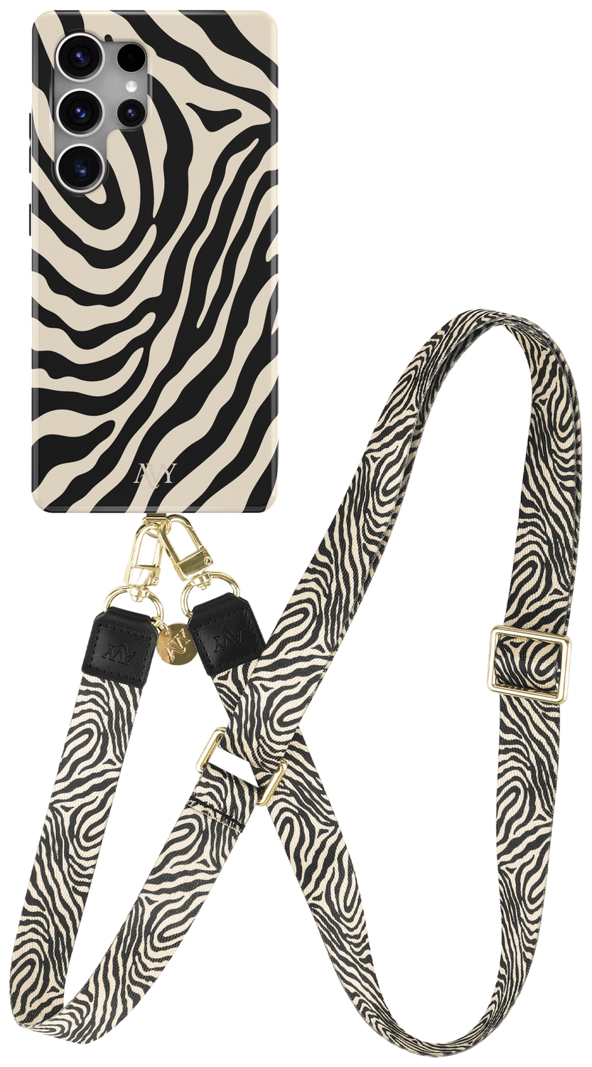 AVY Samsung Galaxy S25 Ultra MagSafe Hoesje met Koord 130CM Serengeti Zebra afbeelding 1