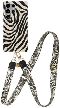 AVY Samsung Galaxy S25 Ultra MagSafe Hoesje met Koord 130CM Serengeti Zebra