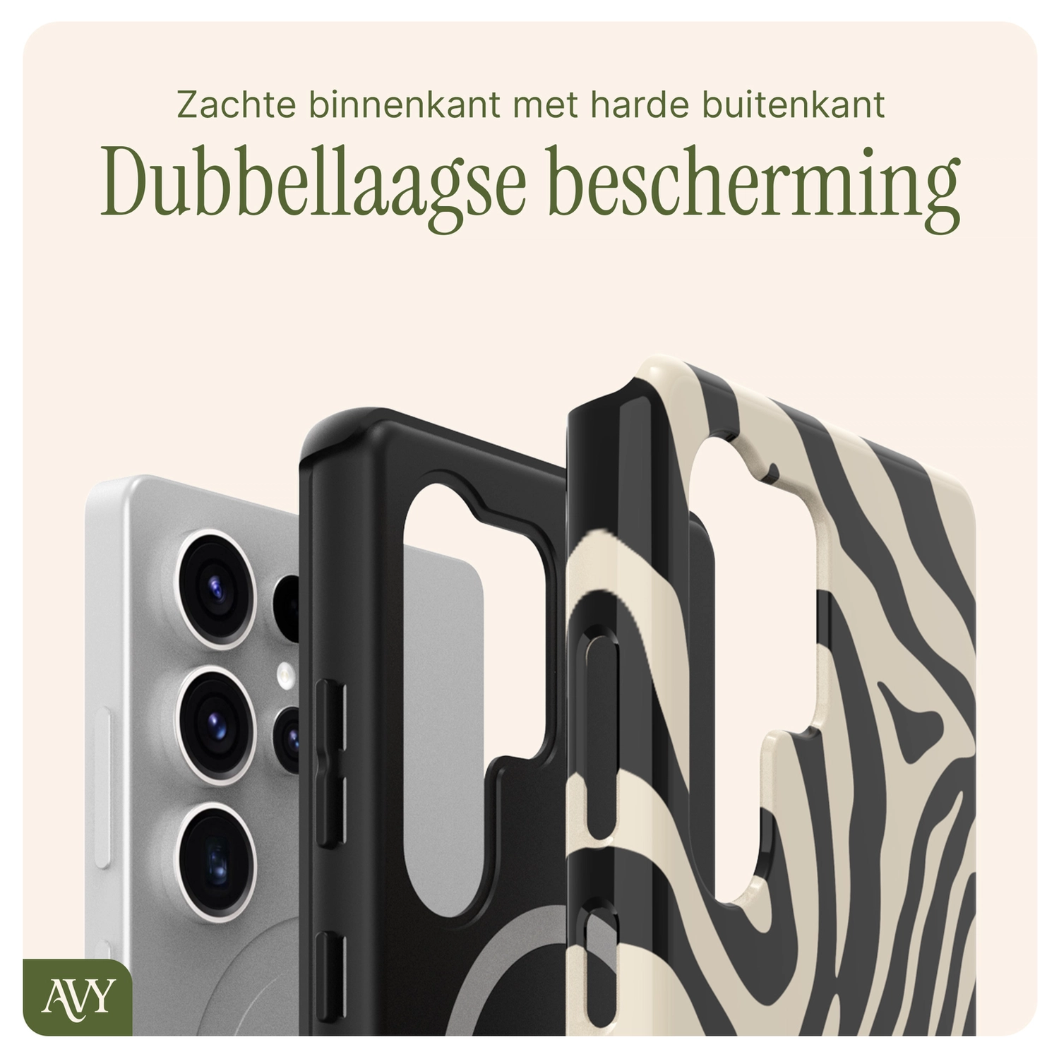 AVY Samsung Galaxy S25 Ultra MagSafe Hoesje met Koord (32CM) Serengeti Zebra afbeelding 7