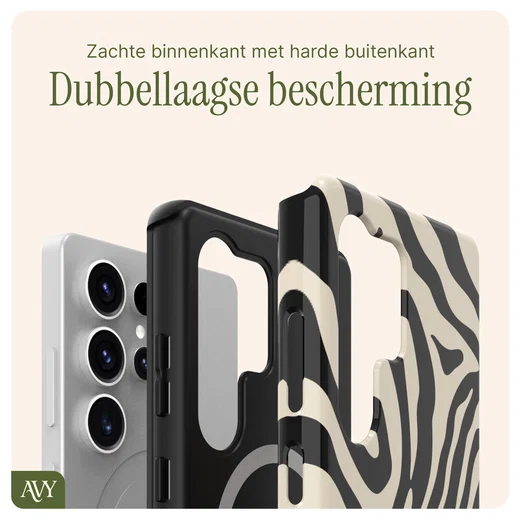 AVY Samsung Galaxy S25 Ultra MagSafe Hoesje met Koord (32CM) Serengeti Zebra afbeelding 7