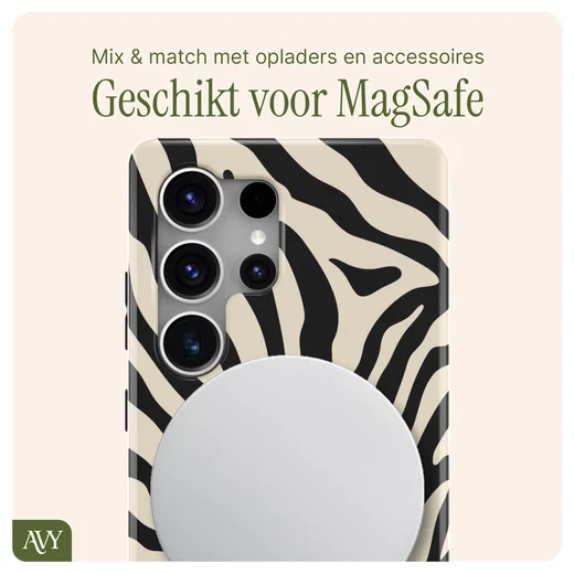 AVY Samsung Galaxy S25 Ultra MagSafe Hoesje met Koord (32CM) Serengeti Zebra afbeelding 8